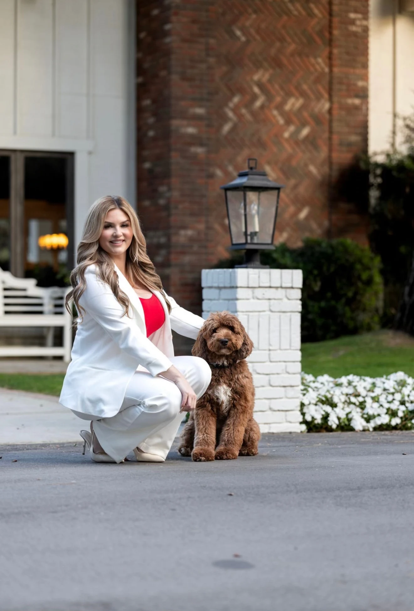 Talia spending time outdoors with her dog